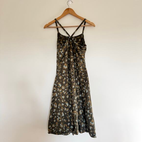 Pact Fit and Flare Racerback Organic Cotton Mini Dress in Green Leopard Print - Picture 5 of 8